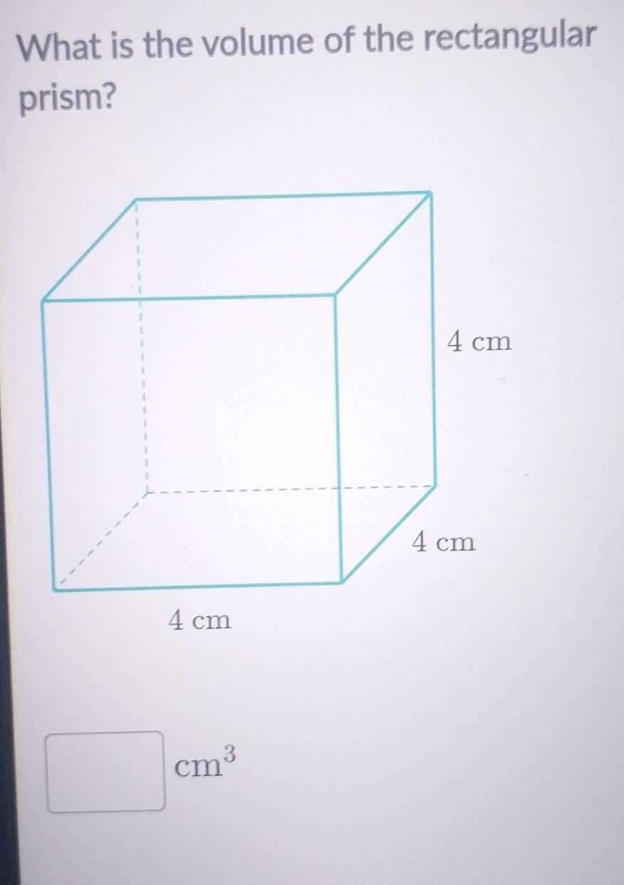 What is the volume of the rectangular 
prism?
x_1+x_2=sqrt(3) cm^2