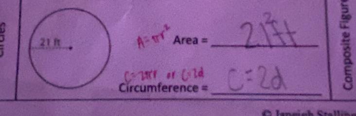 Area =_ 
Circumference =
_