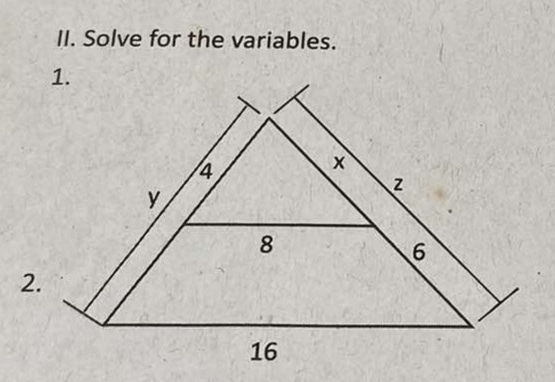 Solve for the variables.