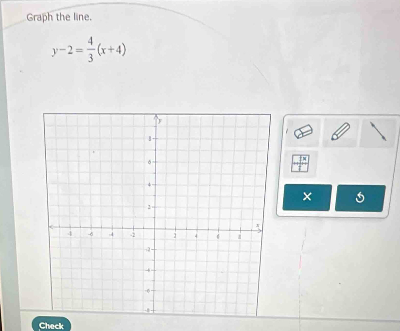 Graph the line,
y-2= 4/3 (x+4)
1 
Check