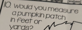 would you measure 
a pumpkin patch 
in feet or
yards?