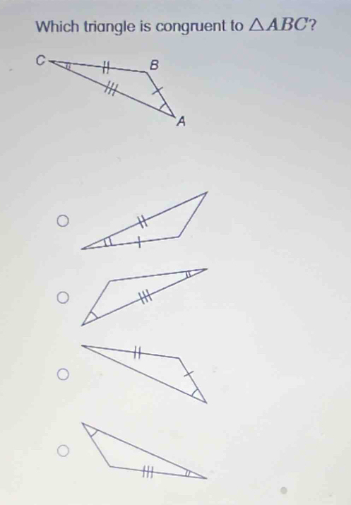 Which triangle is congruent to △ ABC ?