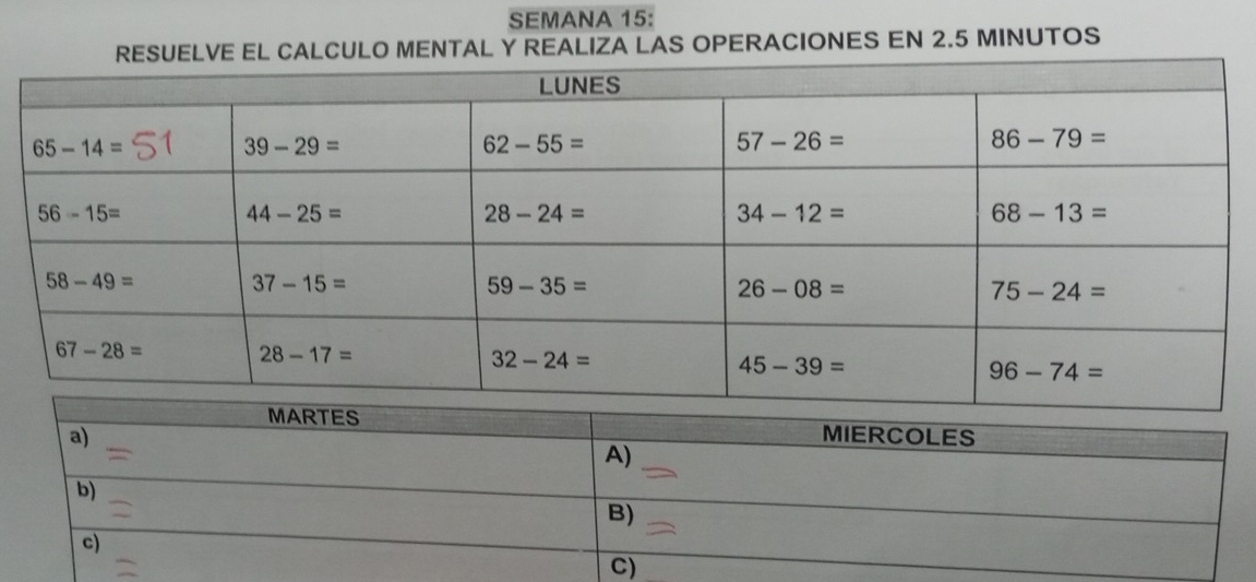 SEMANA 15:
CULO MENTAL Y REALIZA LAS OPERACIONES EN 2.5 MINUTOS