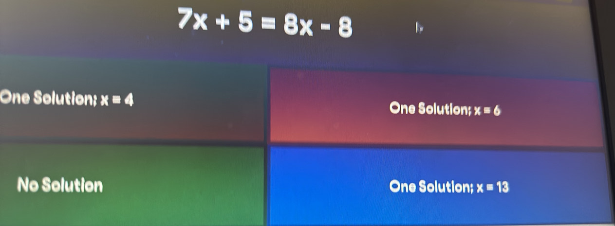 7x+5=8x-8
O