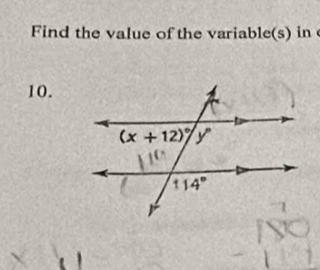 Find the value of the variable(s) in 
10.