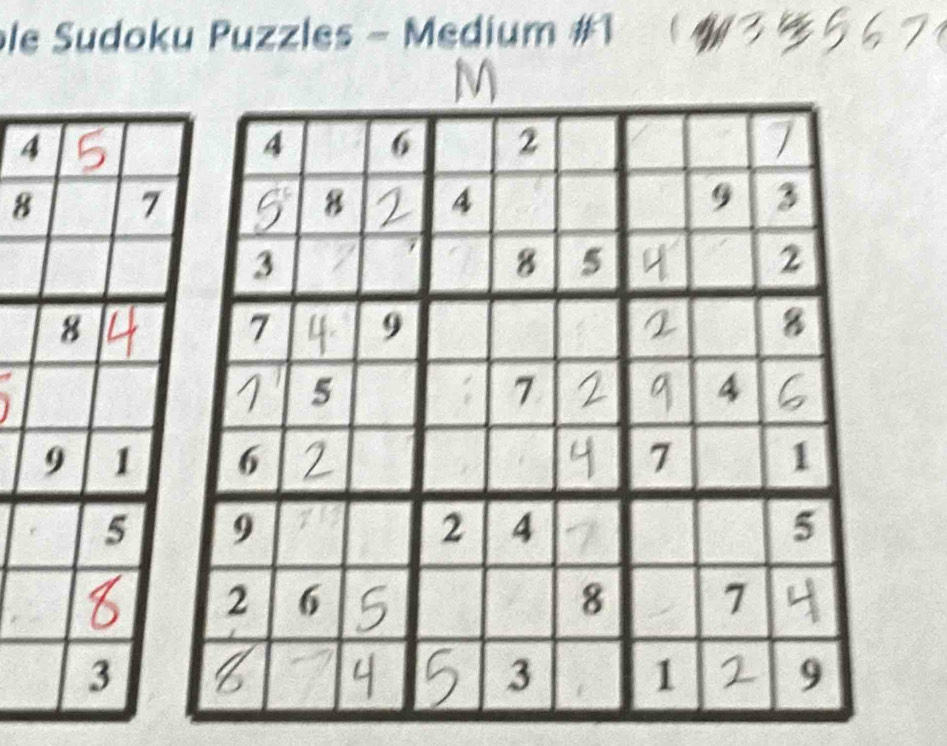 le Sudoku Puzzles - Medium #1 #
4
8