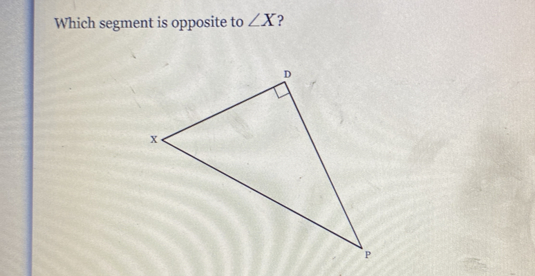 Which segment is opposite to ∠ X ?