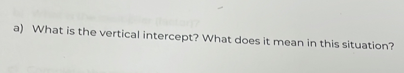 What is the vertical intercept? What does it mean in this situation?