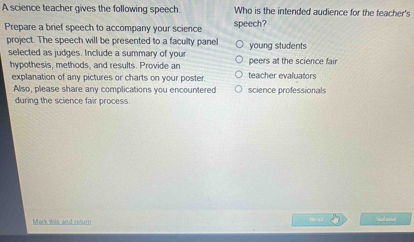 Solved: A science teacher gives the following speech. Who is the ...