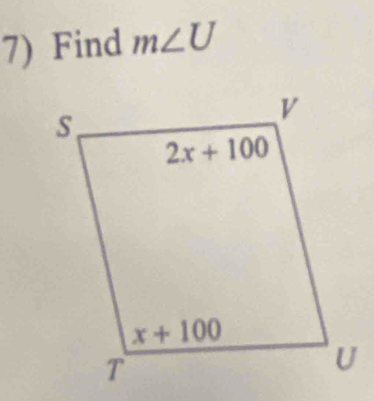 Find m∠ U