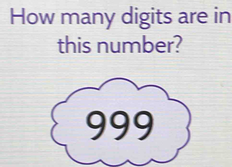 How many digits are in 
this number?
999