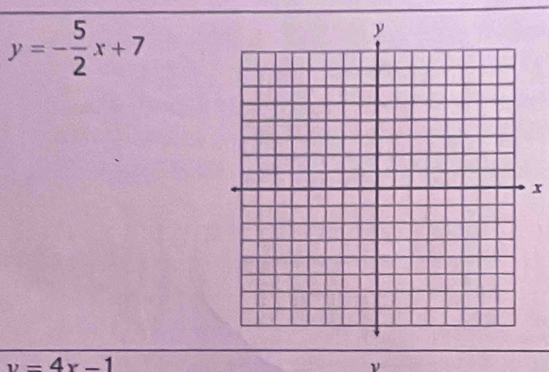 y=- 5/2 x+7
x
v=4x-1
ν