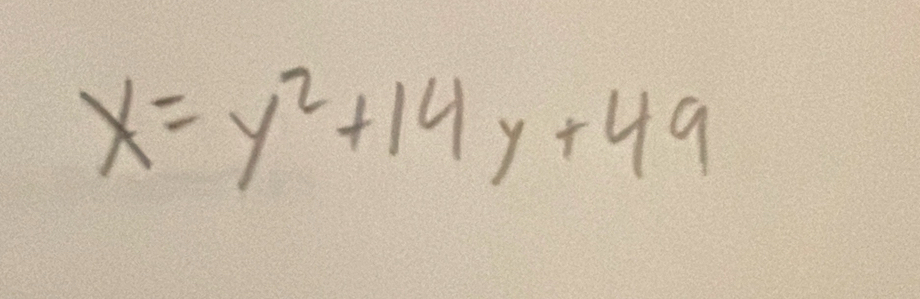 x=y^2+14y+49