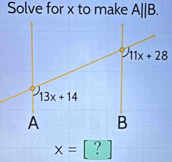 Solve for x to make A||B.
x= [ ? □