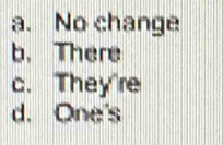 a. No change
b. There
c. They re
d. One's