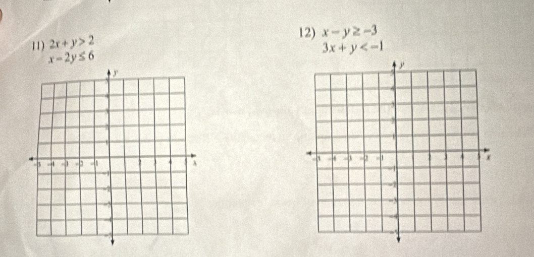 2x+y>2
12) x-y≥ -3
3x+y
x-2y≤ 6