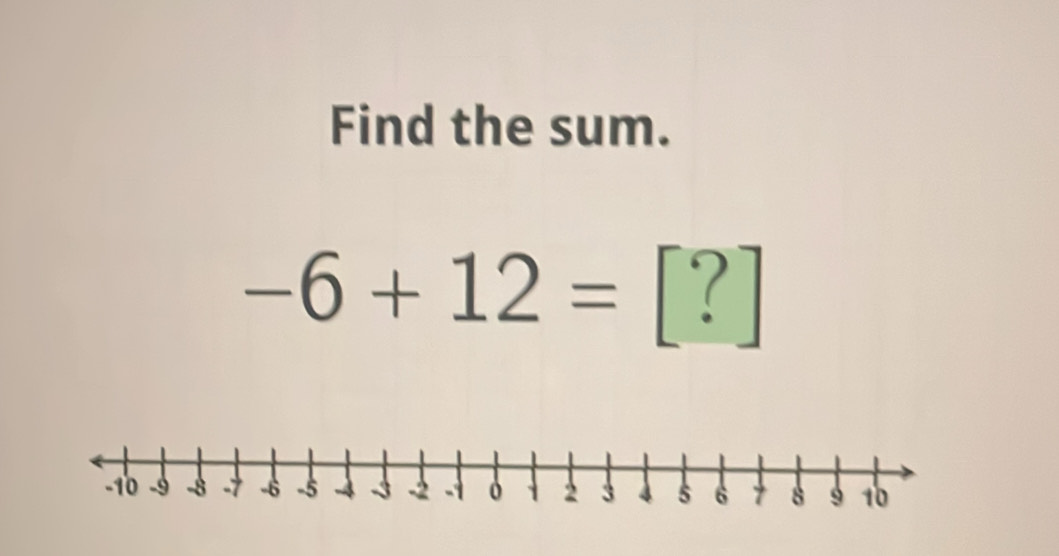 Find the sum.
-6+12=