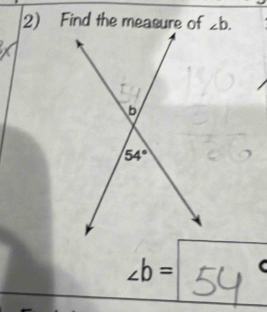 Find the measure of ∠ b.
∠ b=