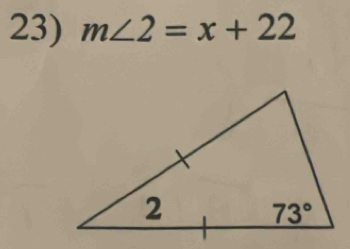 m∠ 2=x+22