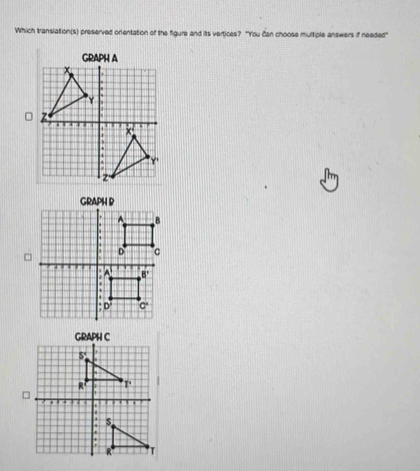 Solved: Which translation(s) preserved orentation of the figure and its ...