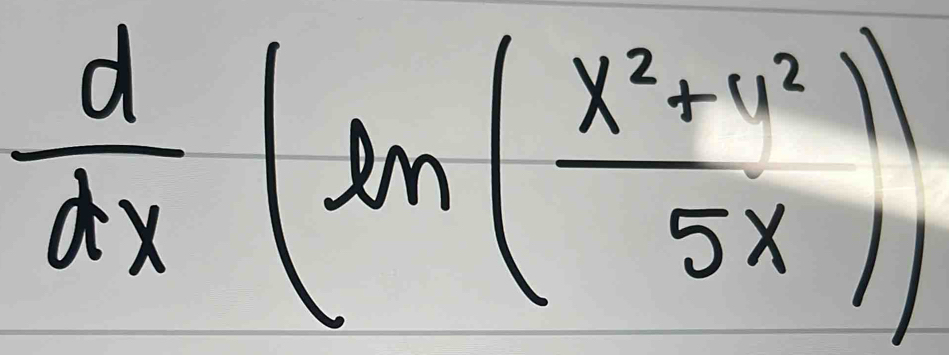  d/dx (ln ( (x^2+y^2)/5x ))