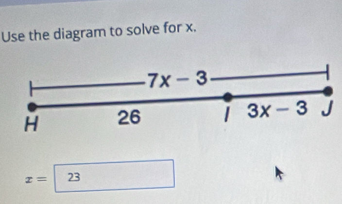 Use the diagram to solve for x.
x=□ 23