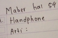 Maber hal 59 
1. Hlandphone 
Arti :