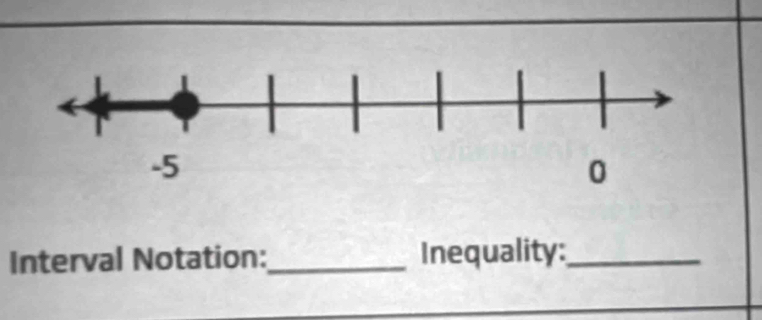 Interval Notation:_ Inequality:_