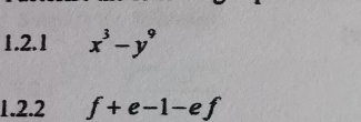 x^3-y^9
1.2.2 f+e-1-ef