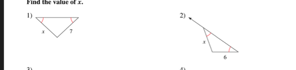 Find the value of x. 
1) 
2)
21