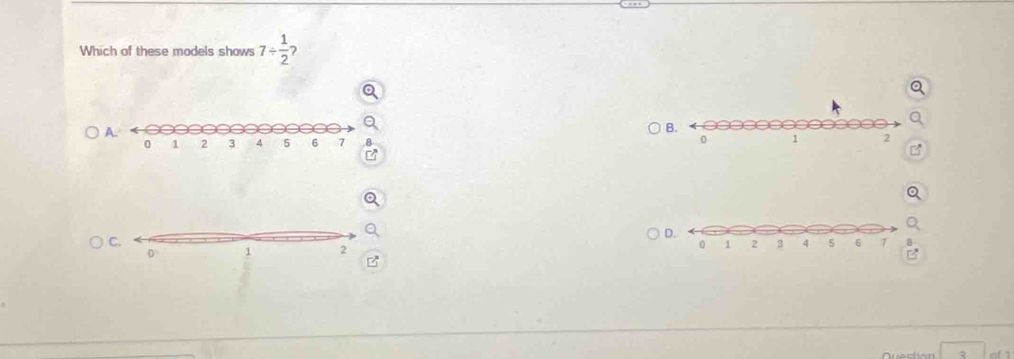 Which of these models shows 7/  1/2 
A. 

D. 
of 1