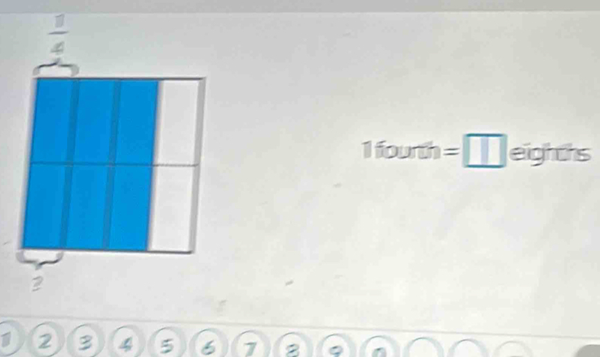 square 
- 
a
1 fourth =□ eighths
1 2
