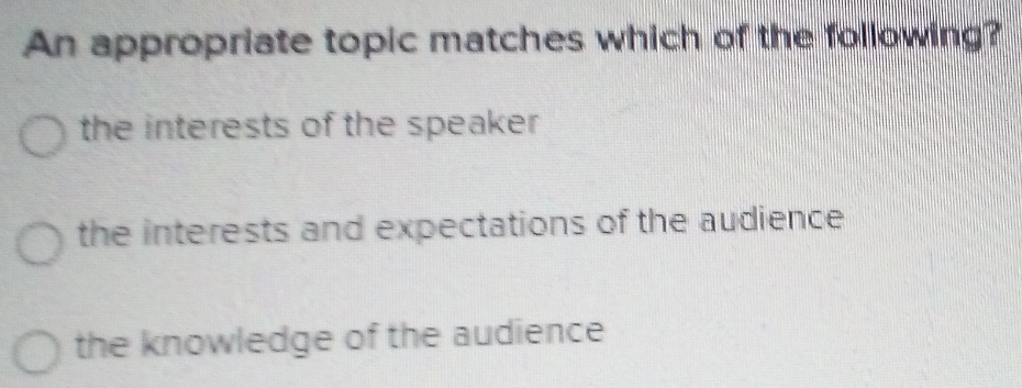 Solved: An appropriate topic matches which of the following? the ...