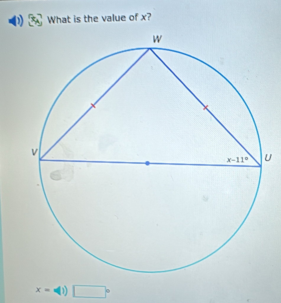 What is the value of x?
U
x= V D □°