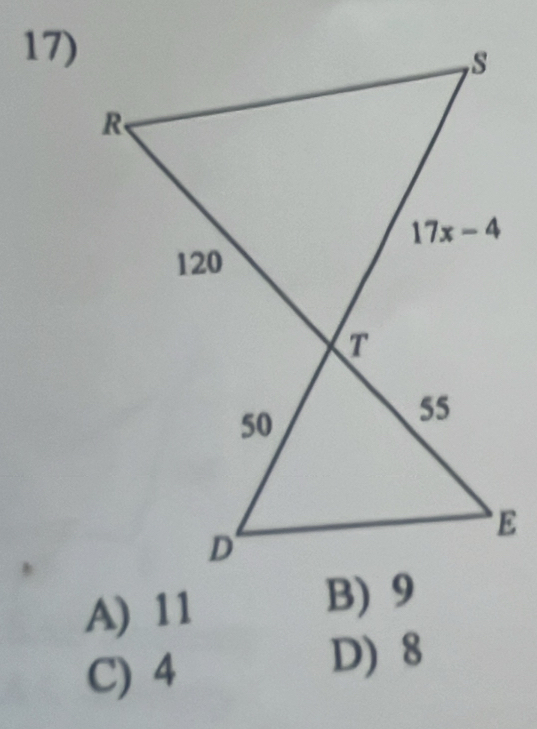 A) 11
C) 4
D) 8