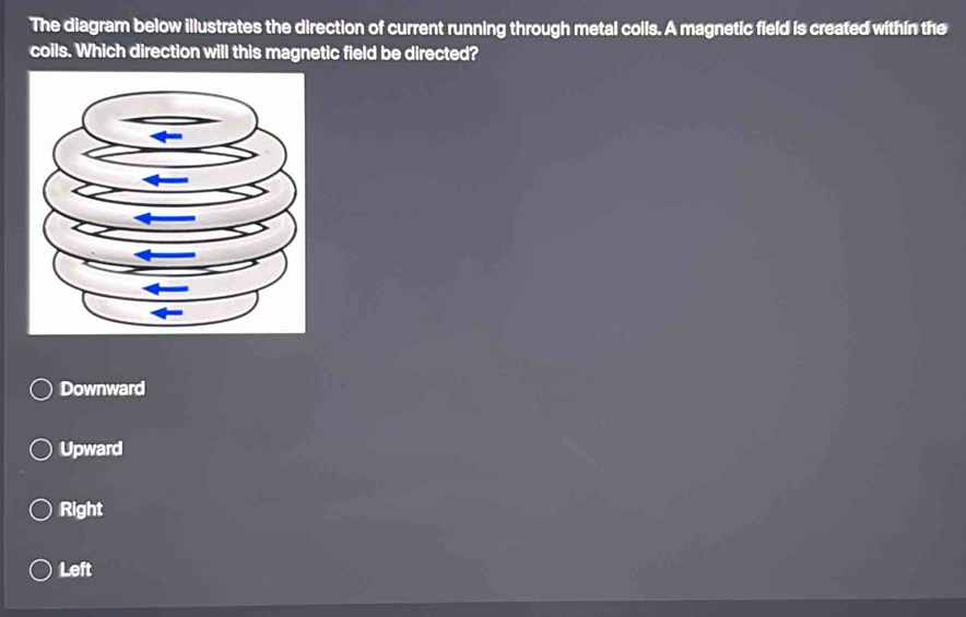 Solved: The diagram below illustrates the direction of current running ...