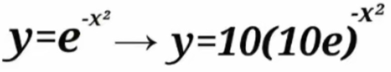 y=e^(-x^2)to y=10(10e)^-x^2