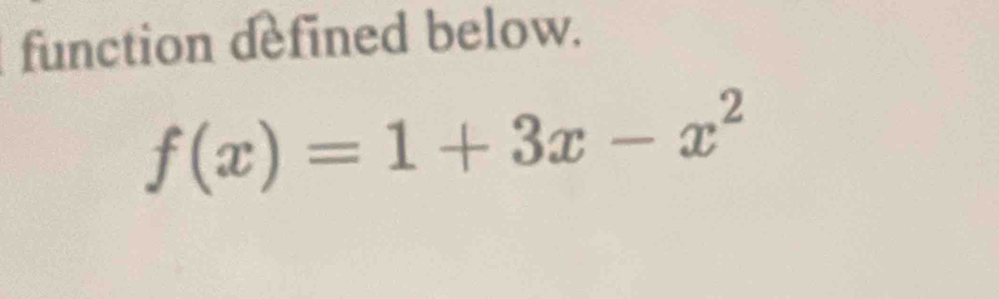 function defined below.
f(x)=1+3x-x^2