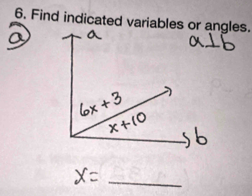 Find indicated variables or angles.