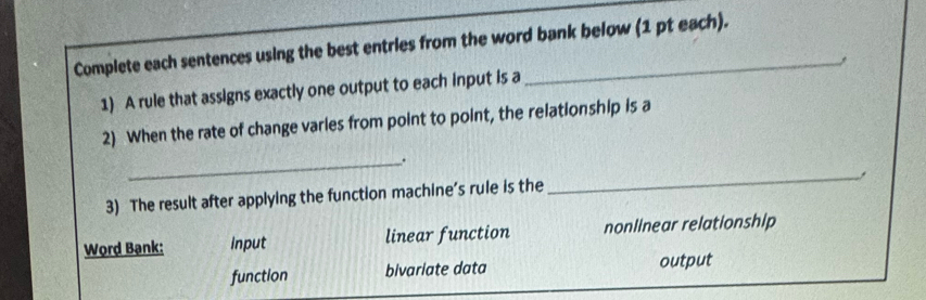 Solved: Complete each sentences using the best entries from the word ...