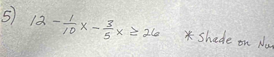 5 12- 1/10 x- 3/5 x≥slant 26 * Shade on Na