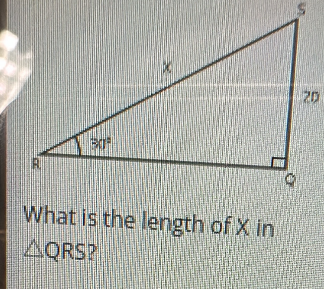 What is the length of X in
△ QRS