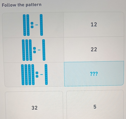 Follow the pattern
32
5