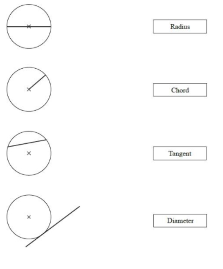 Radius
Chord
Tangent
Diameter