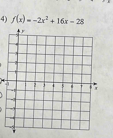 x
4) f(x)=-2x^2+16x-28
−