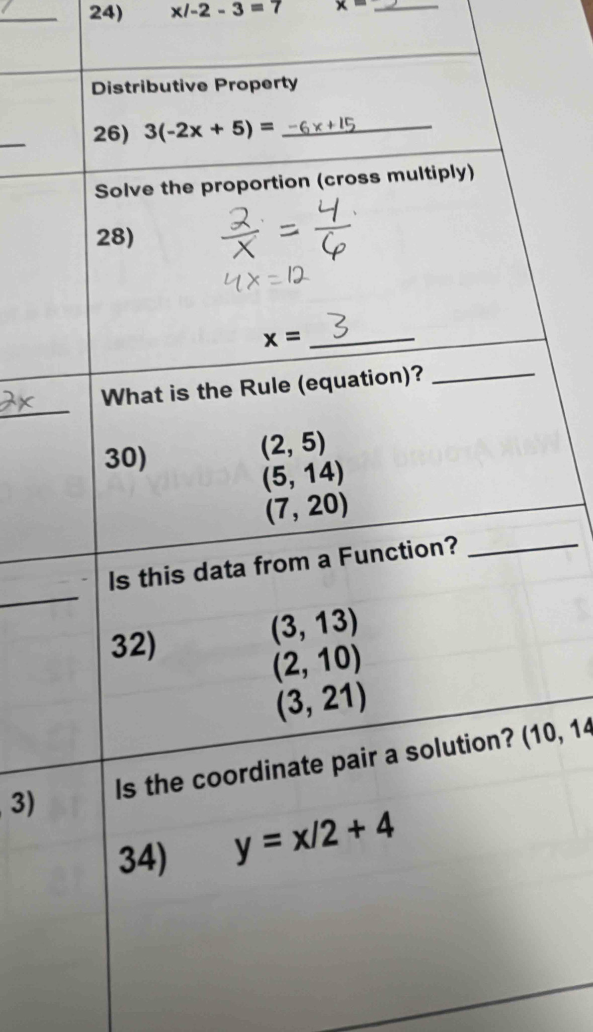x/-2-3=7 x= _
_
_
_
3) (10,14