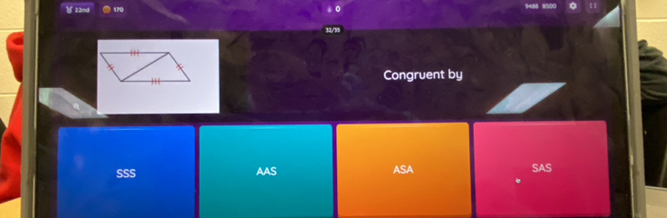 170
32/35
Congruent by
SSS
AAS ASA SAS