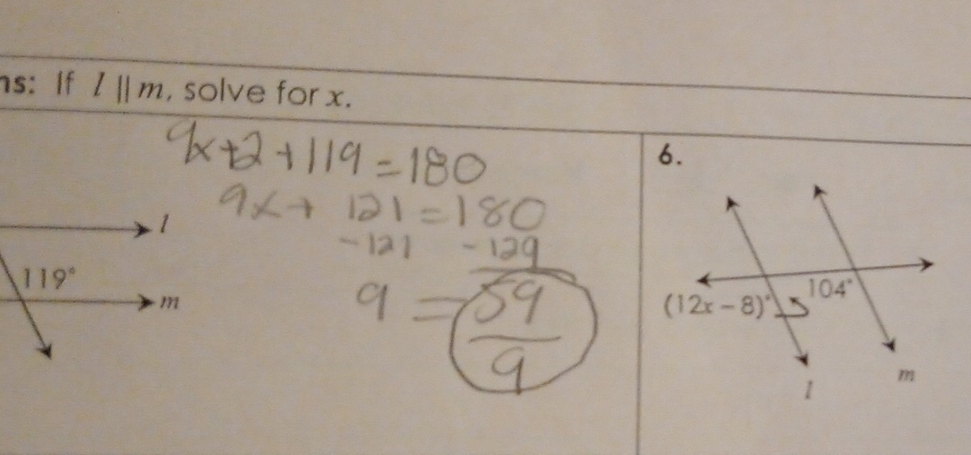 s: If l||m , solve for x.
6.