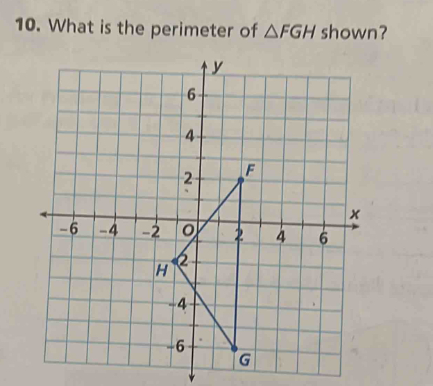 What is the perimeter of △ FGH shown?