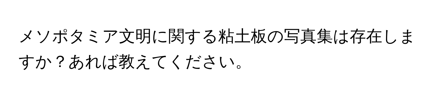 メソポタミア文明に関する粘土板の写真集は存在しますか？あれば教えてください。